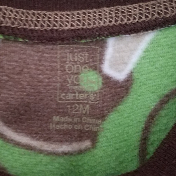 Carter's Fleece Football Sleeper Footie Zipper 12m - Picture 3 of 3